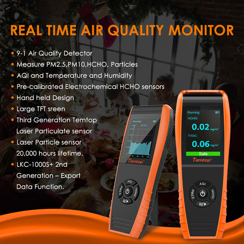 Temtop LKC-1000S+ PM2.5 Air Quality Detector HCHO TVOC Histogram