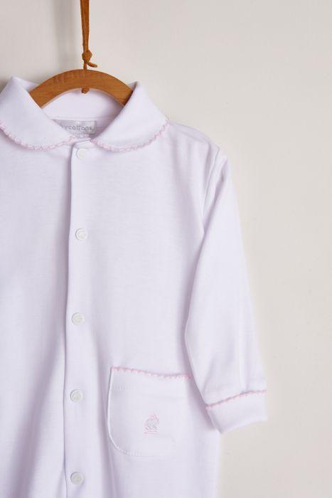 Logo Collar Coverall White/Pink