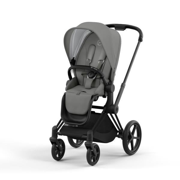 Priam 4 Stroller - Matte Black/Black Frame and Soho Grey Seat Pack