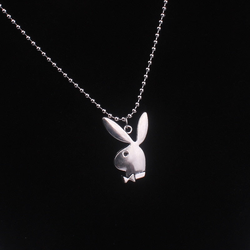 2020 new Women Fashion Cute Long Ear Bunny Pendant Necklaces Charm Playboy Necklace Party Jewelry Collier Femme