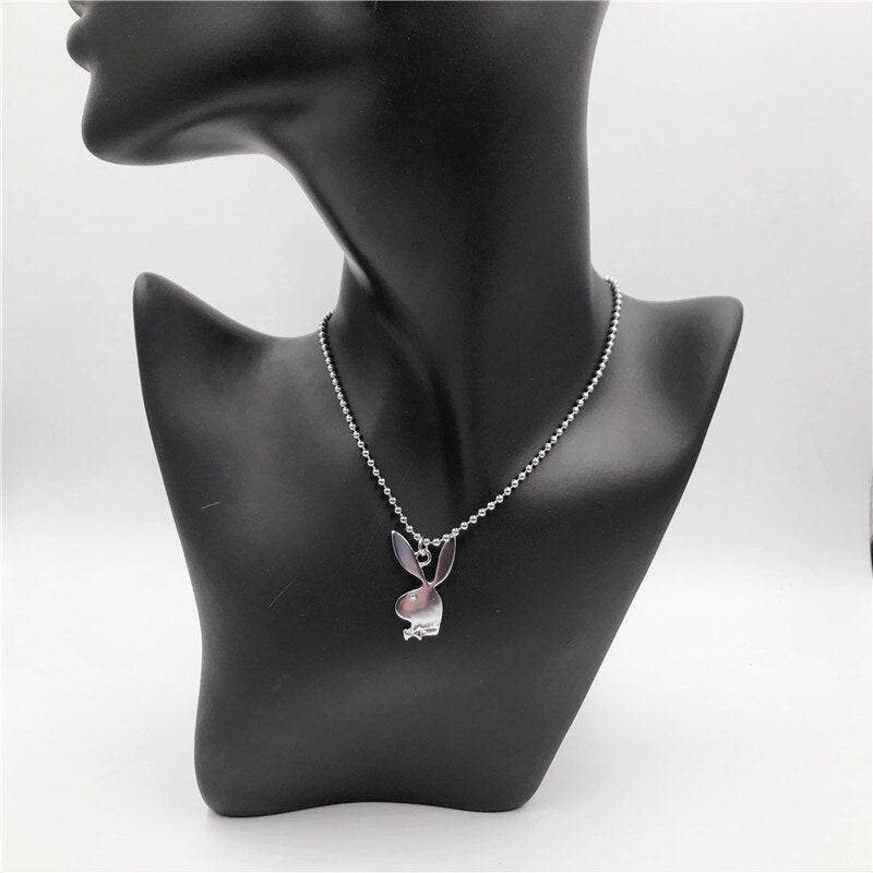 2020 new Women Fashion Cute Long Ear Bunny Pendant Necklaces Charm Playboy Necklace Party Jewelry Collier Femme