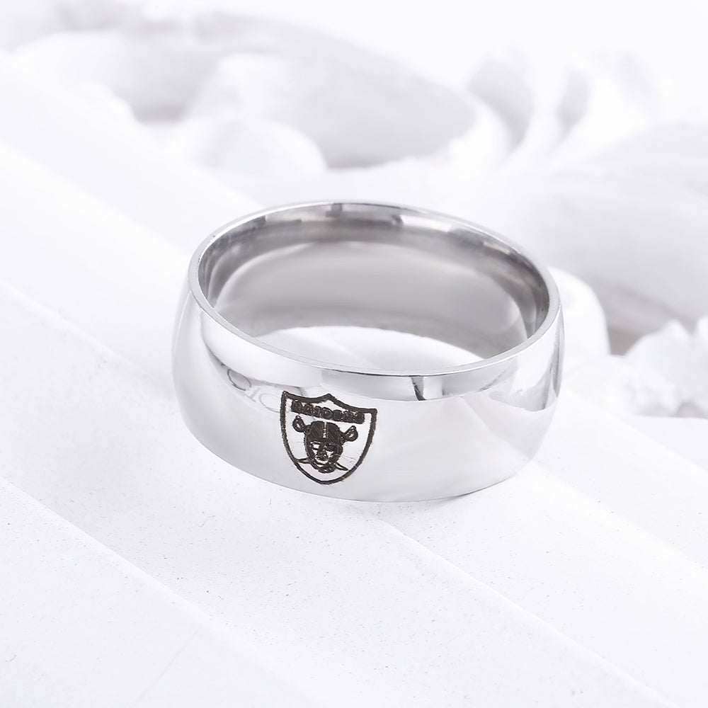 Design Oakland Raiders Team Logo Rings Black Titanium Steel FOOTBALL Championship Ring Jewelry