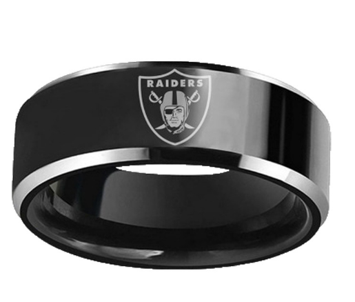 Design Oakland Raiders Team Logo Rings Black Titanium Steel FOOTBALL Championship Ring Jewelry