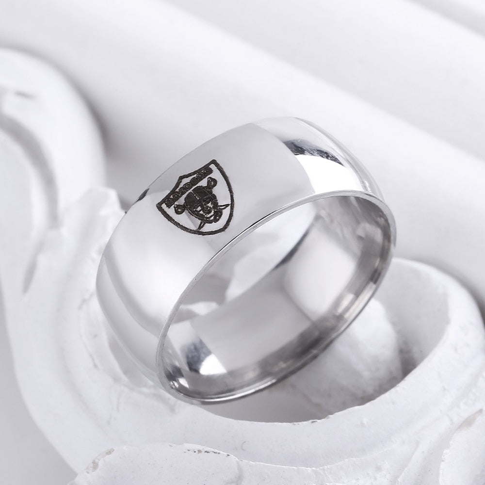 Design Oakland Raiders Team Logo Rings Black Titanium Steel FOOTBALL Championship Ring Jewelry