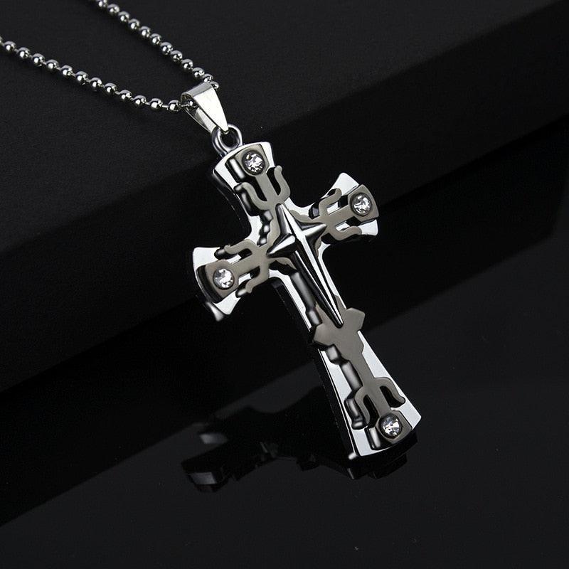 2021 Fashion New Black Rectangle Pendant Necklace Men Trendy Simple Stainless Steel Chain Men Necklace Jewelry Gift