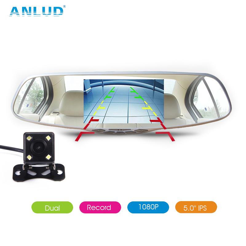 ANLUD Dash Camera 5.0 Dual Lens Dashcam GPS 1080P Car DVR Rear View Mirror Monitor Video Recorder DVR 3IN1 Car-detector