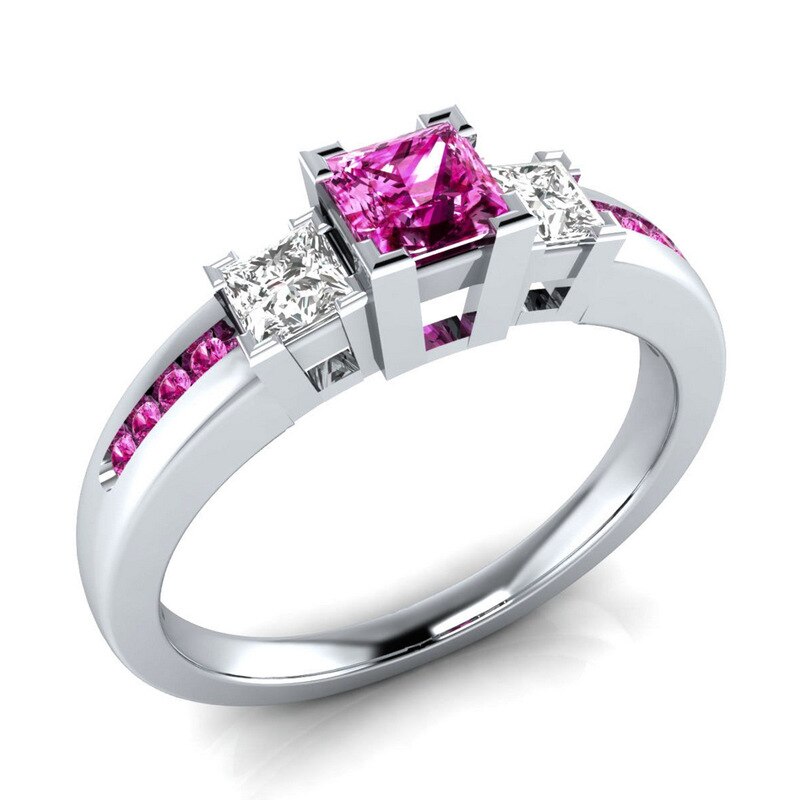 Classic Women Ring 925 Silver with Sapphire Emerald Amethyst Gemstone Jewelry Wedding Party Gifts size 6-10 wholesale