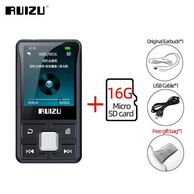 New RUIZU X55 Clip Sport Portable Sports Bluetooth MP3 8GB Color Screen Support TF Card,FM,HD Recording, Functional Music Player