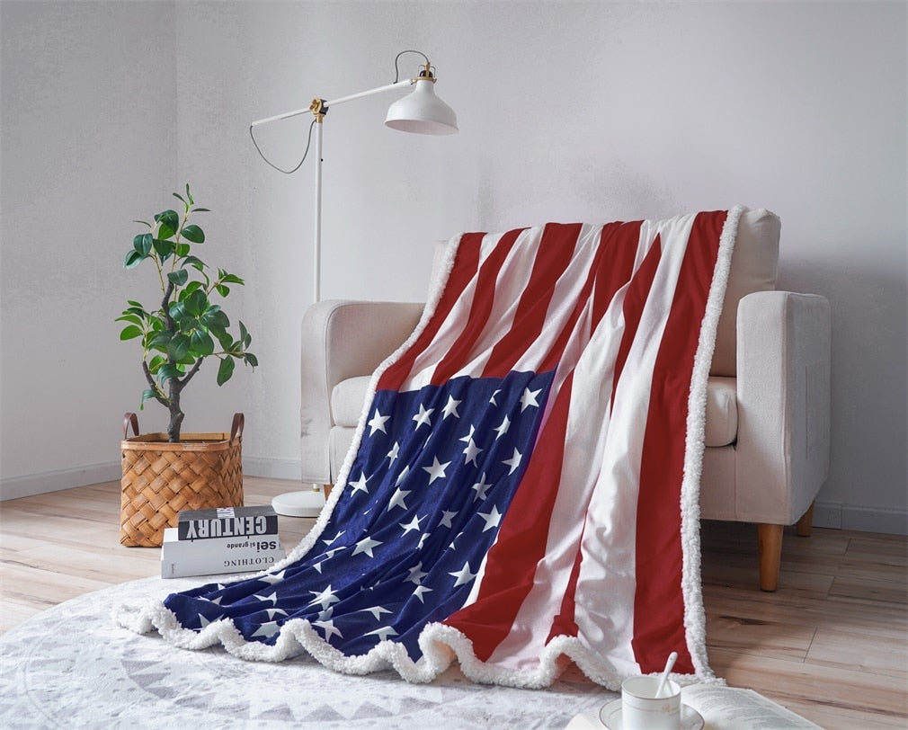 American Flag Sherpa Blanket