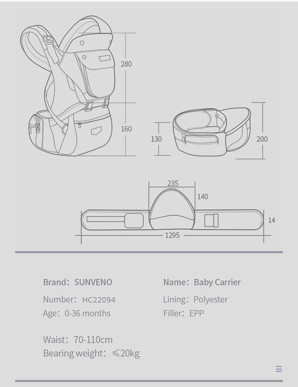 Sunveno Baby Carrier Black