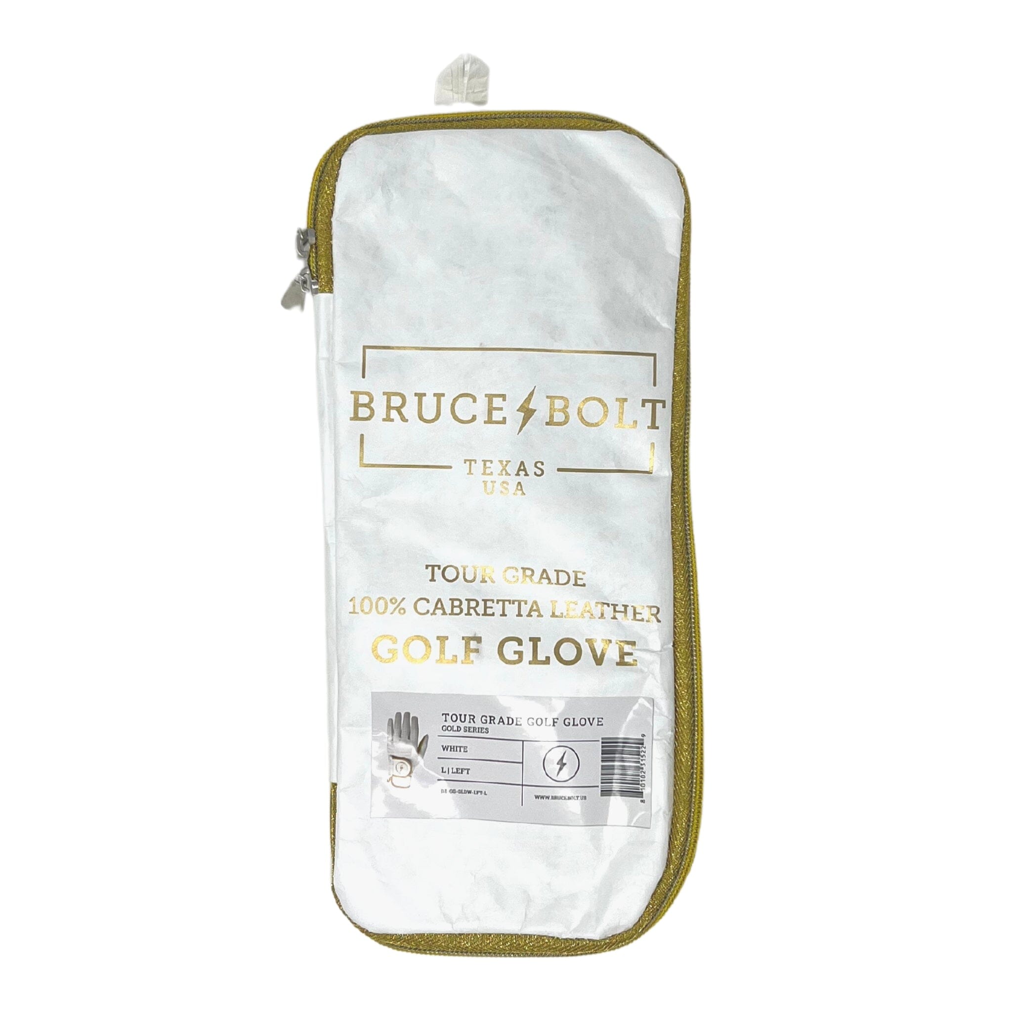 BRUCE BOLT GOLD Series Right Golf Glove - WHITE RIGHT