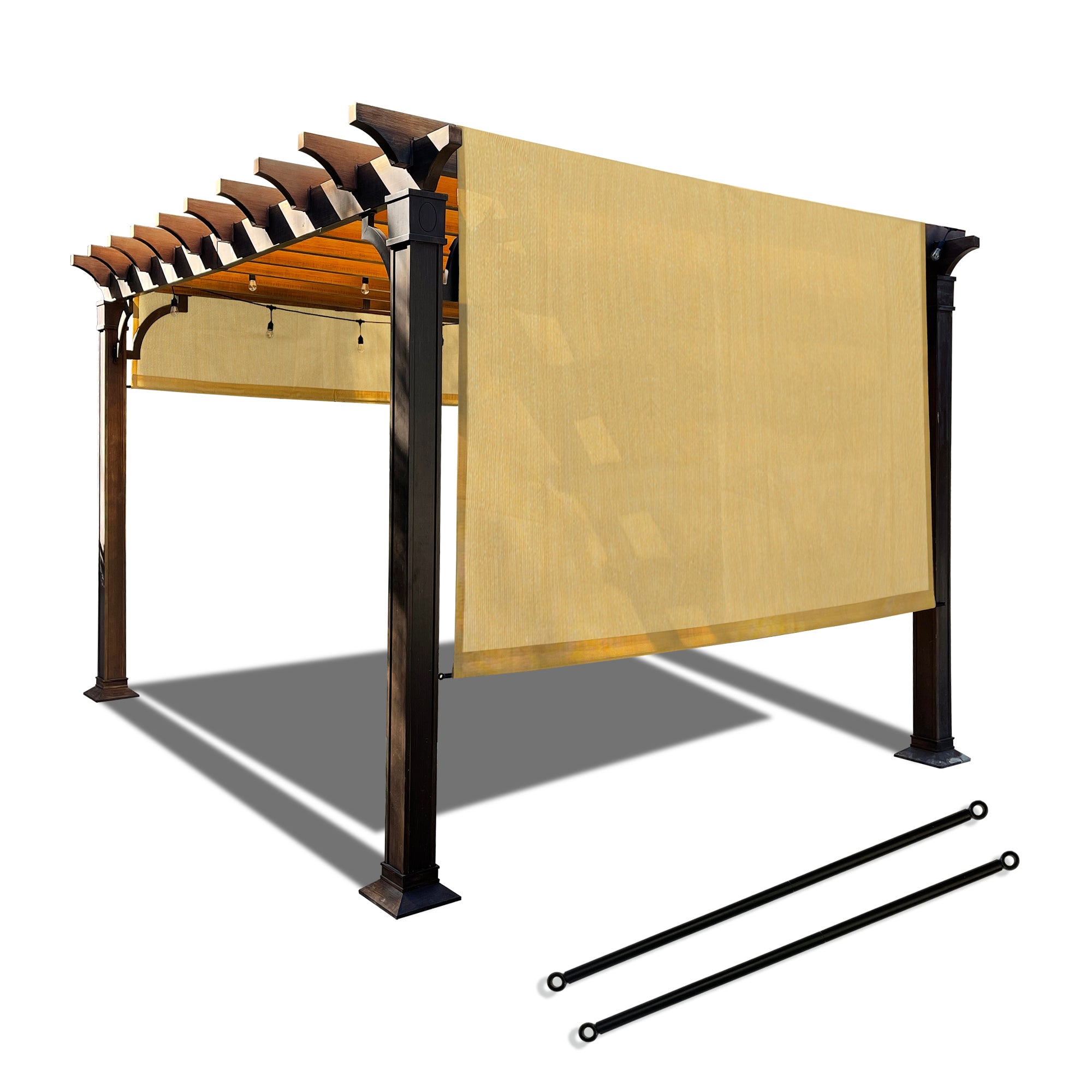 Alion Home Universal Breathable Pergola Shade Cover w/Rod Pockets (Includes Weighted Rods) - Sand