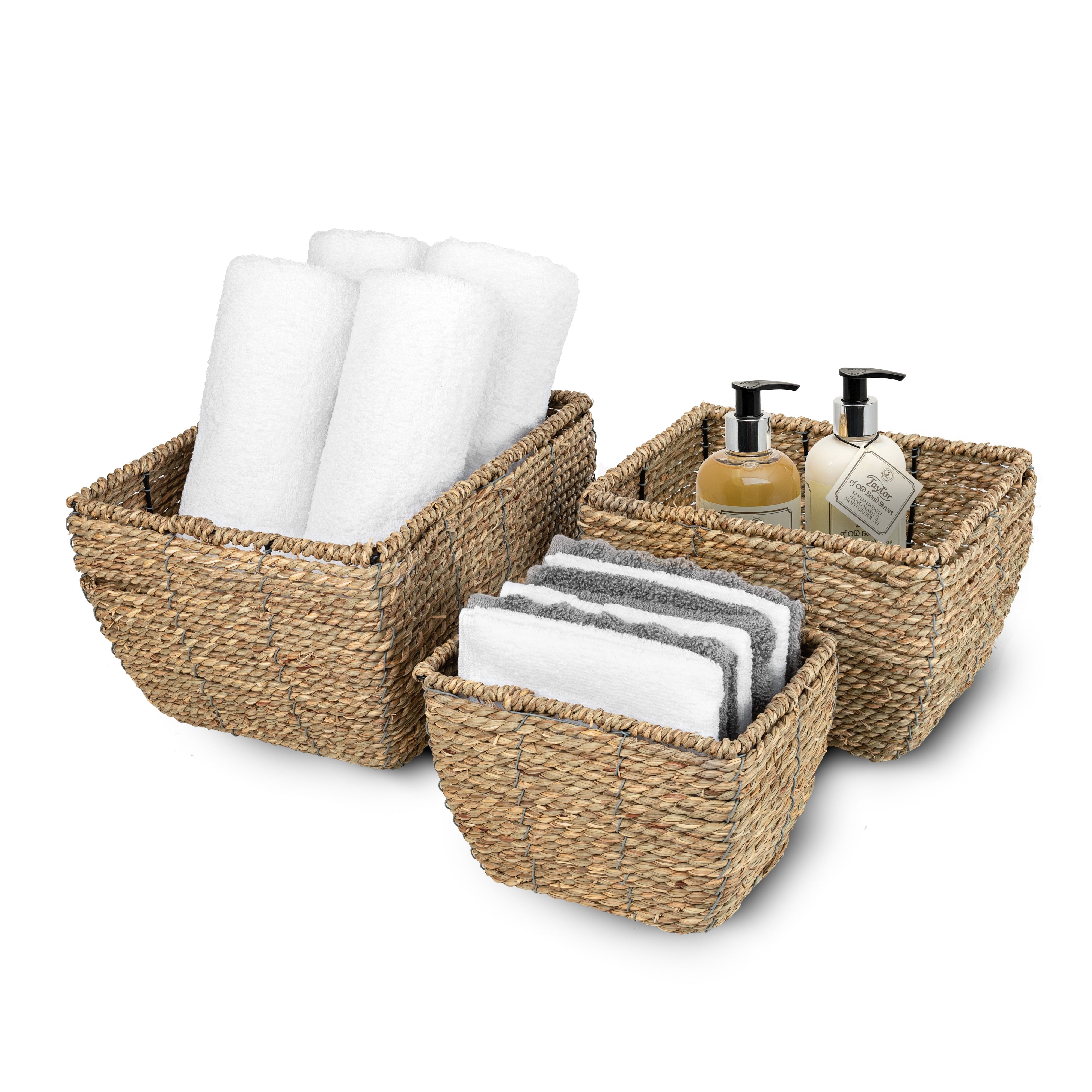 3-Piece Seagrass Woven Basket Set