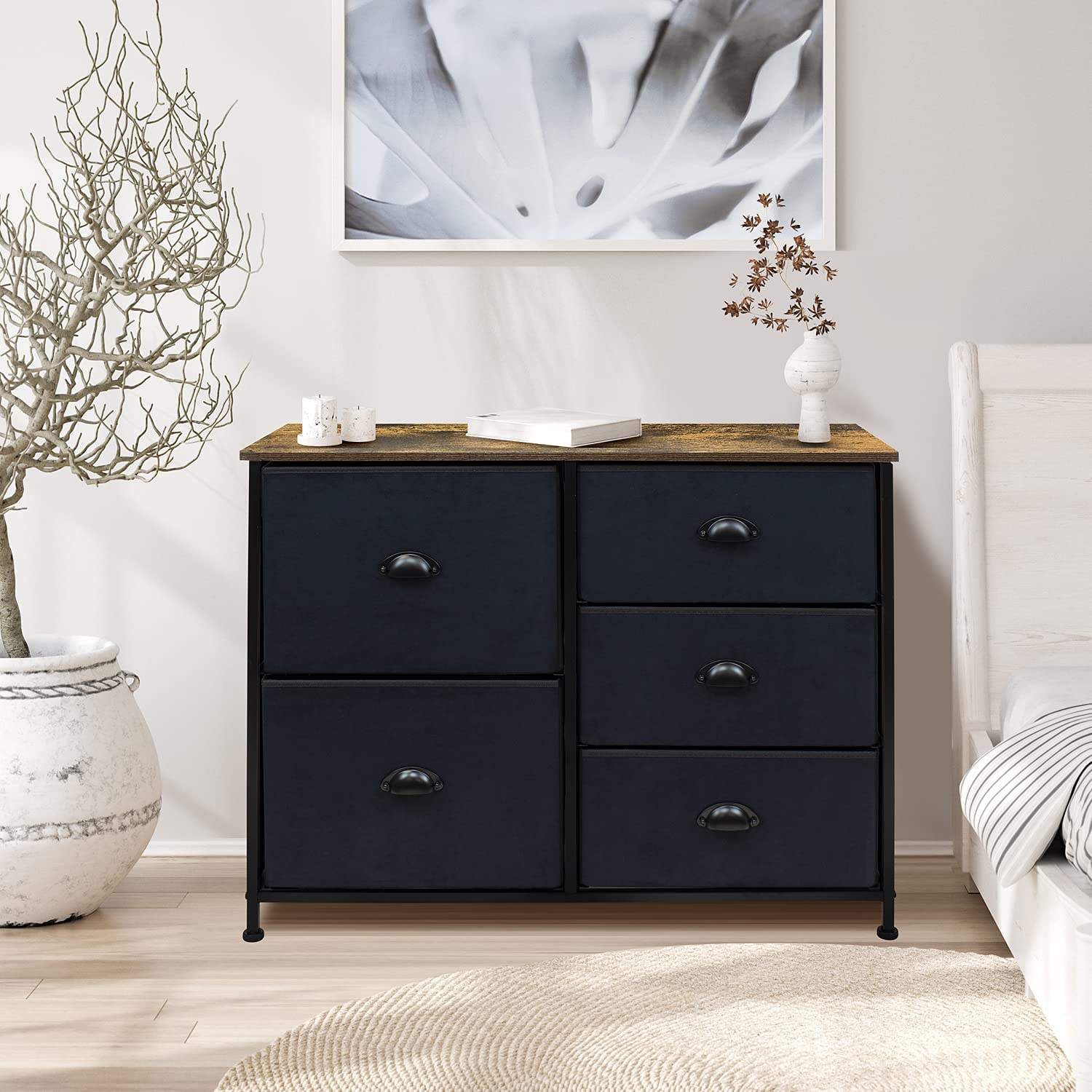 Sorbus 5 Drawer Dresser Nightstand for home, bedroom & more