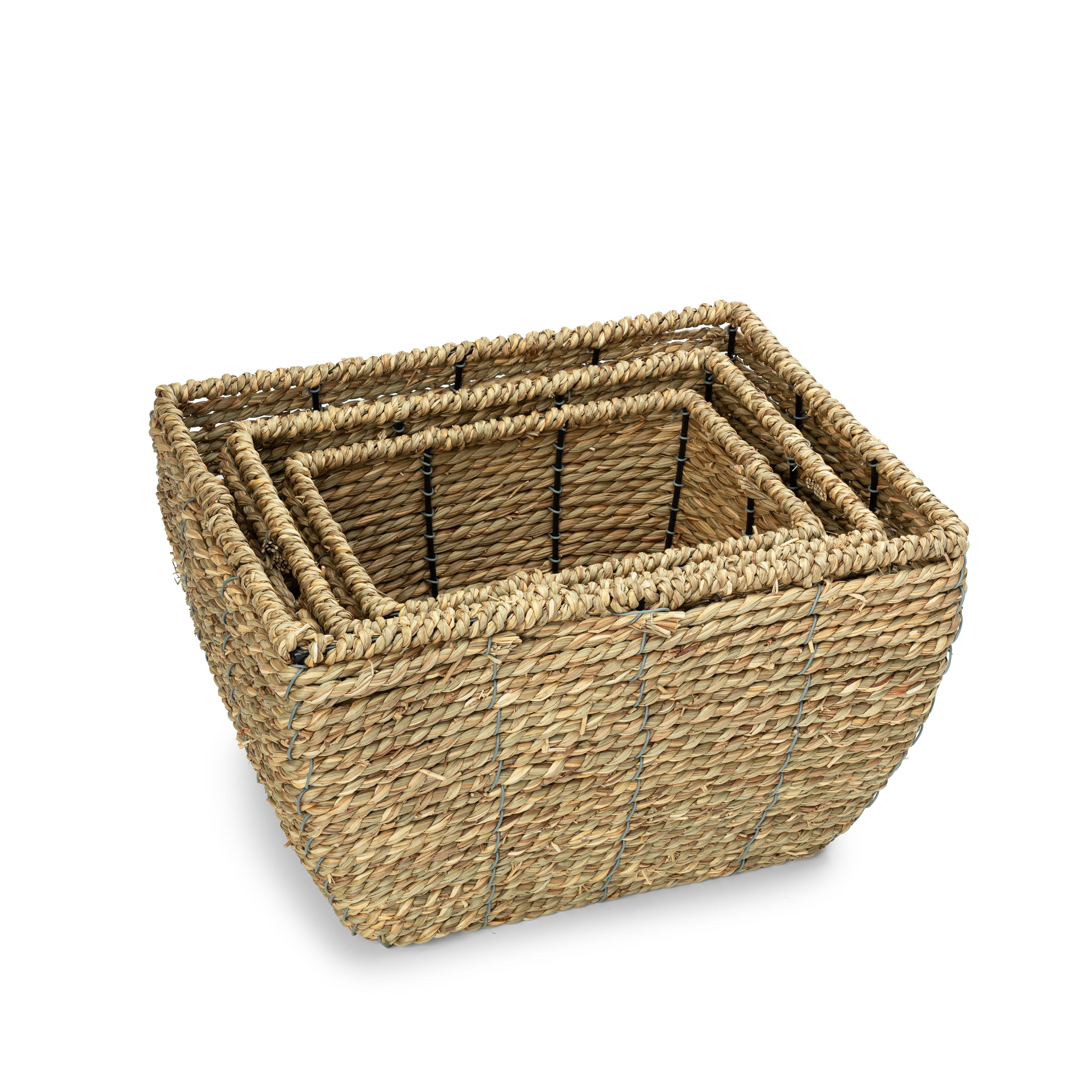 3-Piece Seagrass Woven Basket Set