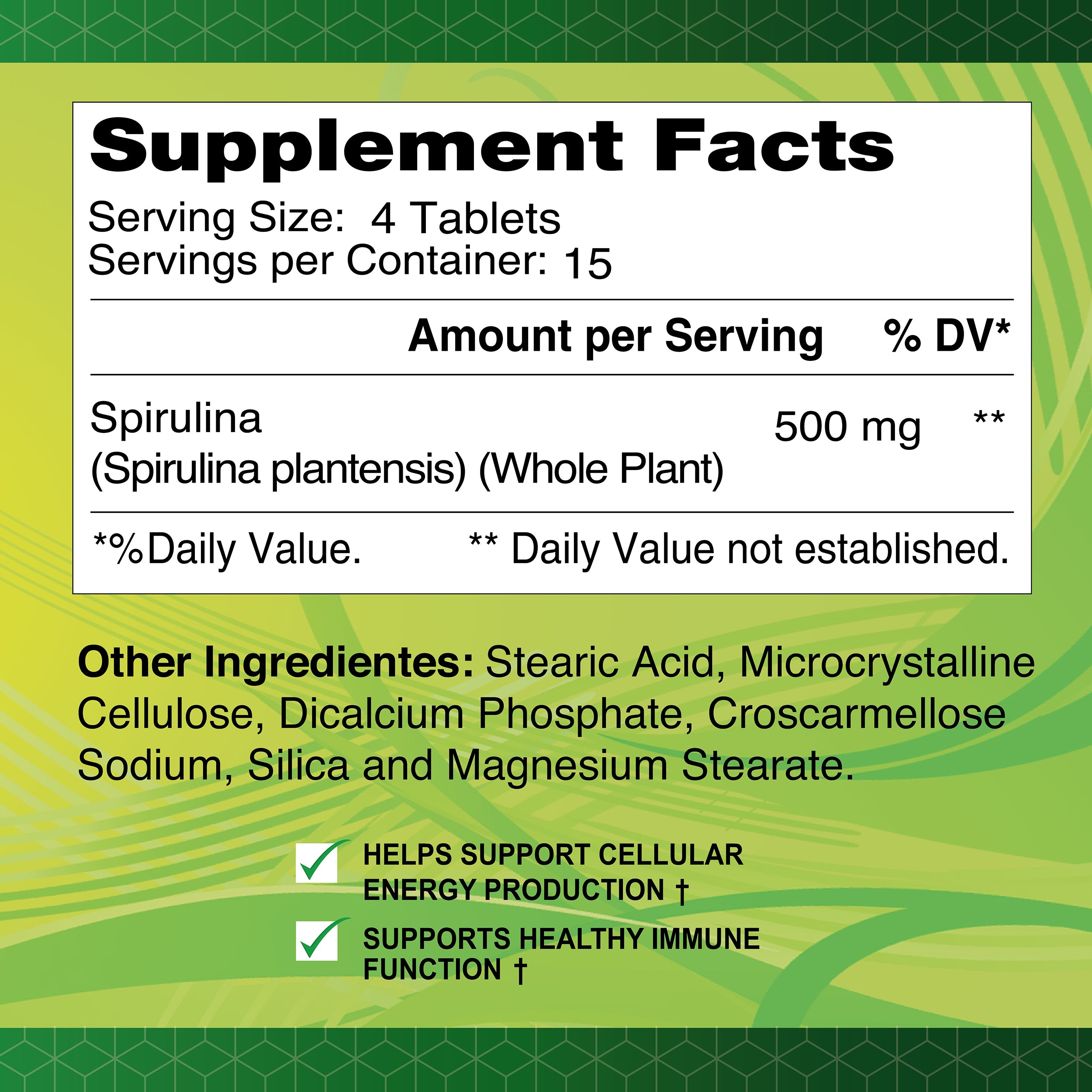 Spirulina 500 mg - 60 tablets
