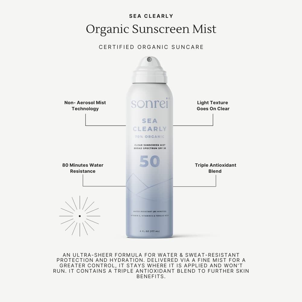 Sonrei Sea Clearly Organic SPF 50 Clear Sunscreen Mist