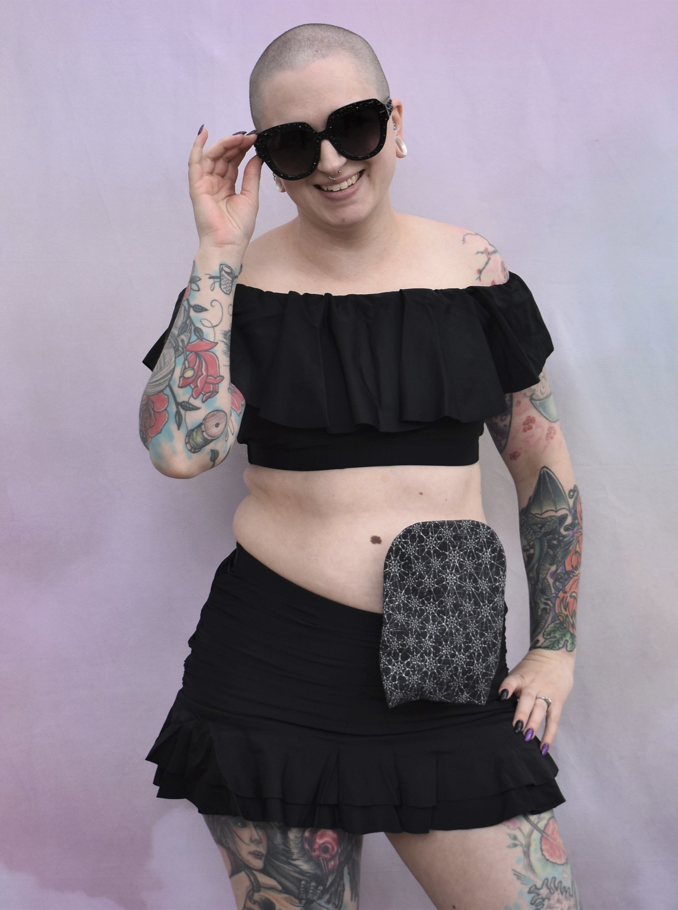 Alice Black Skirted High Waist Swim Bottoms