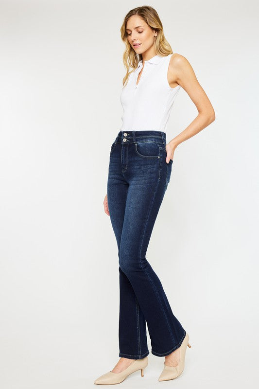 Kan Can High Rise Wide Waistband Skinny Bootcut