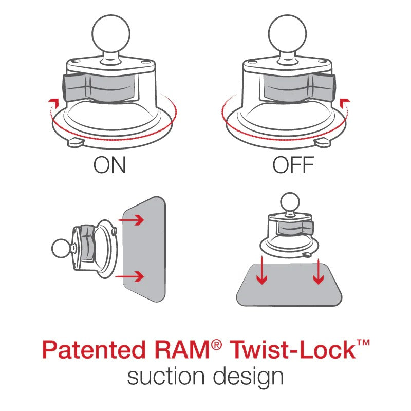 RAM? Twist-Lock? Suction Cup for TomTom Rider 2 & Urban Rider - Long - RAM-B-166-C-347U-TOM1