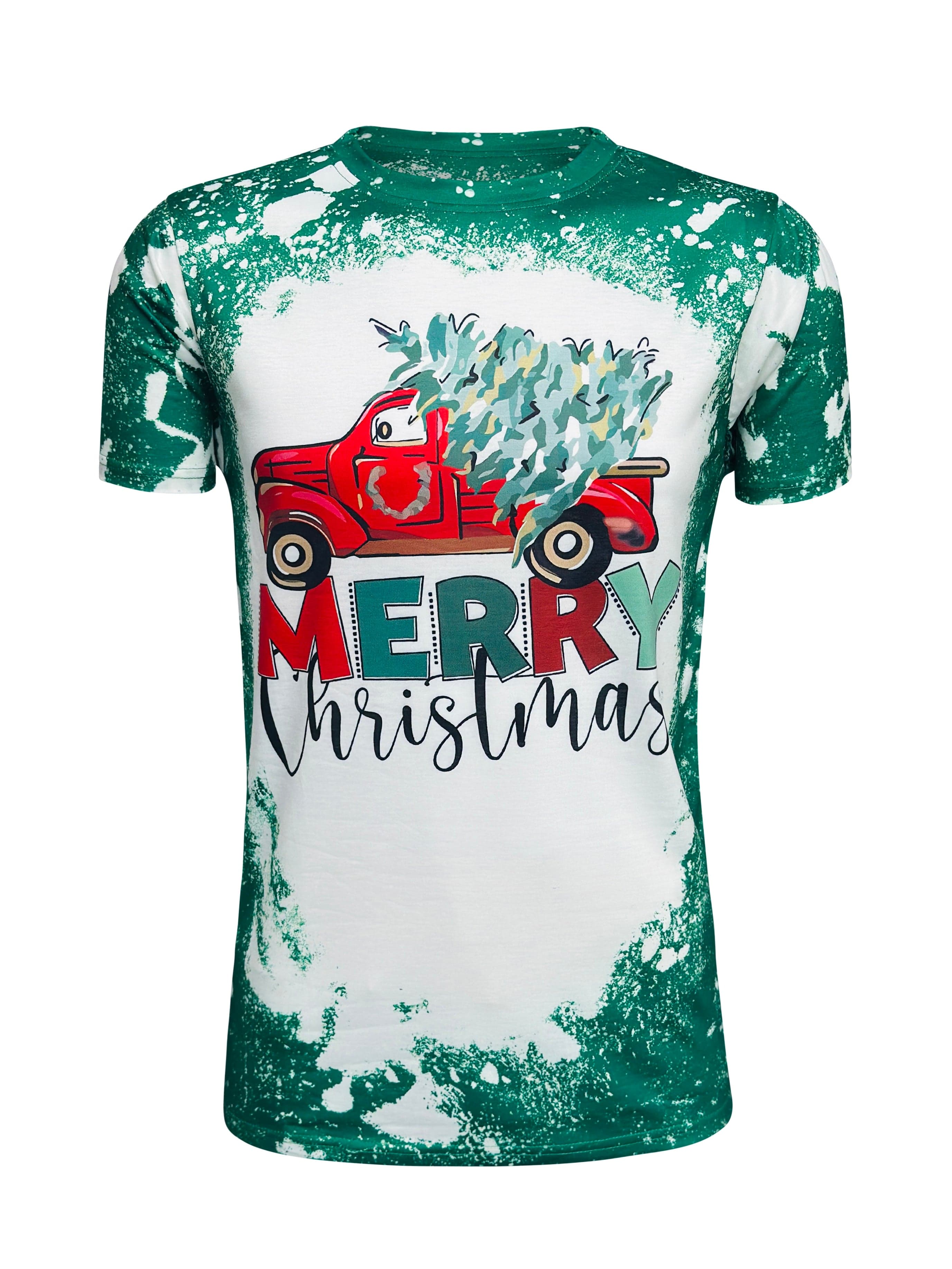 Merry Christmas Truck Green Short Sleeve Top