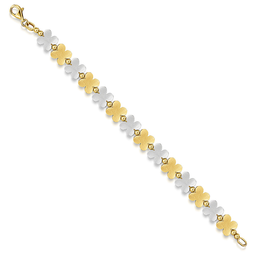 White & Yellow Gold Daisy Chain Bracelet