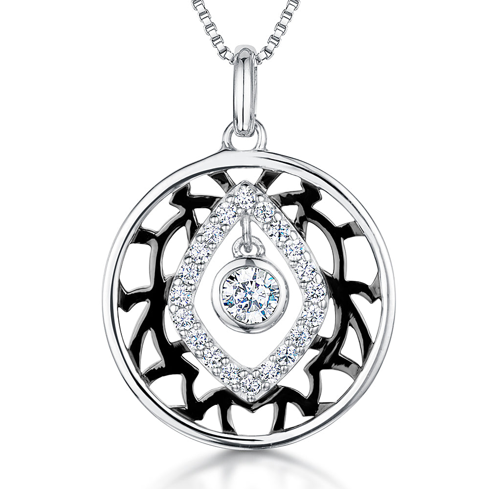 Sterling Silver Black Rhodium  Lattice Pendant