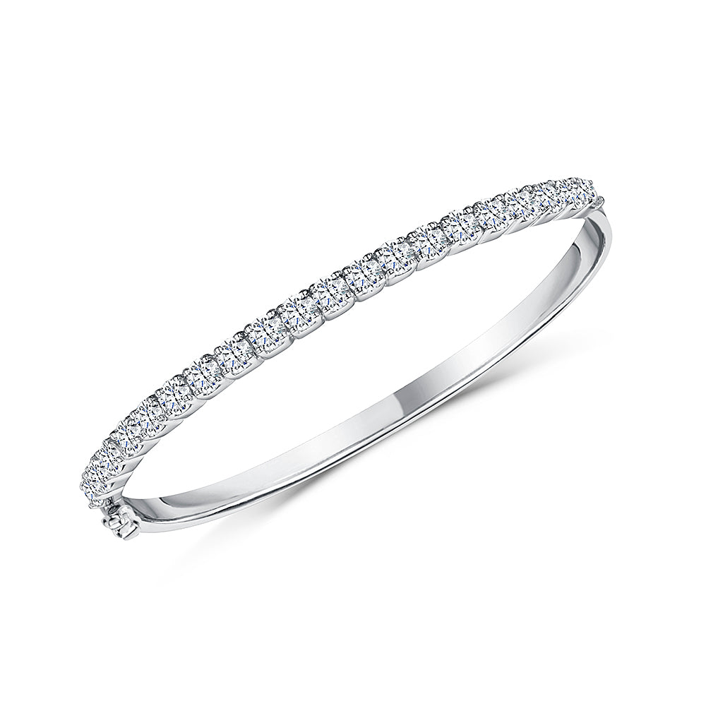 Sterling Silver Pave Bangle Set With  Cubic Zirconia Stones