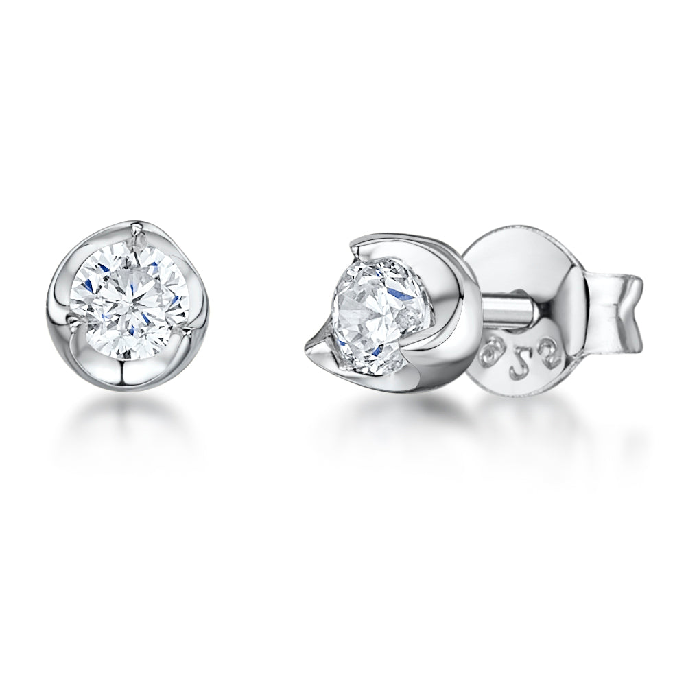 Sterling Silver Stud Earring With Cubic Zirconia