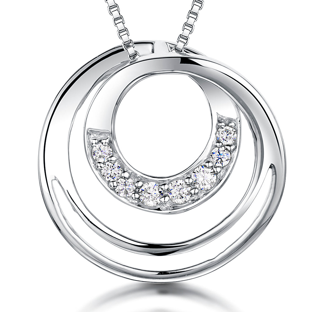 Sterling Silver Three Circle  Pendant With Cubic Zirconia