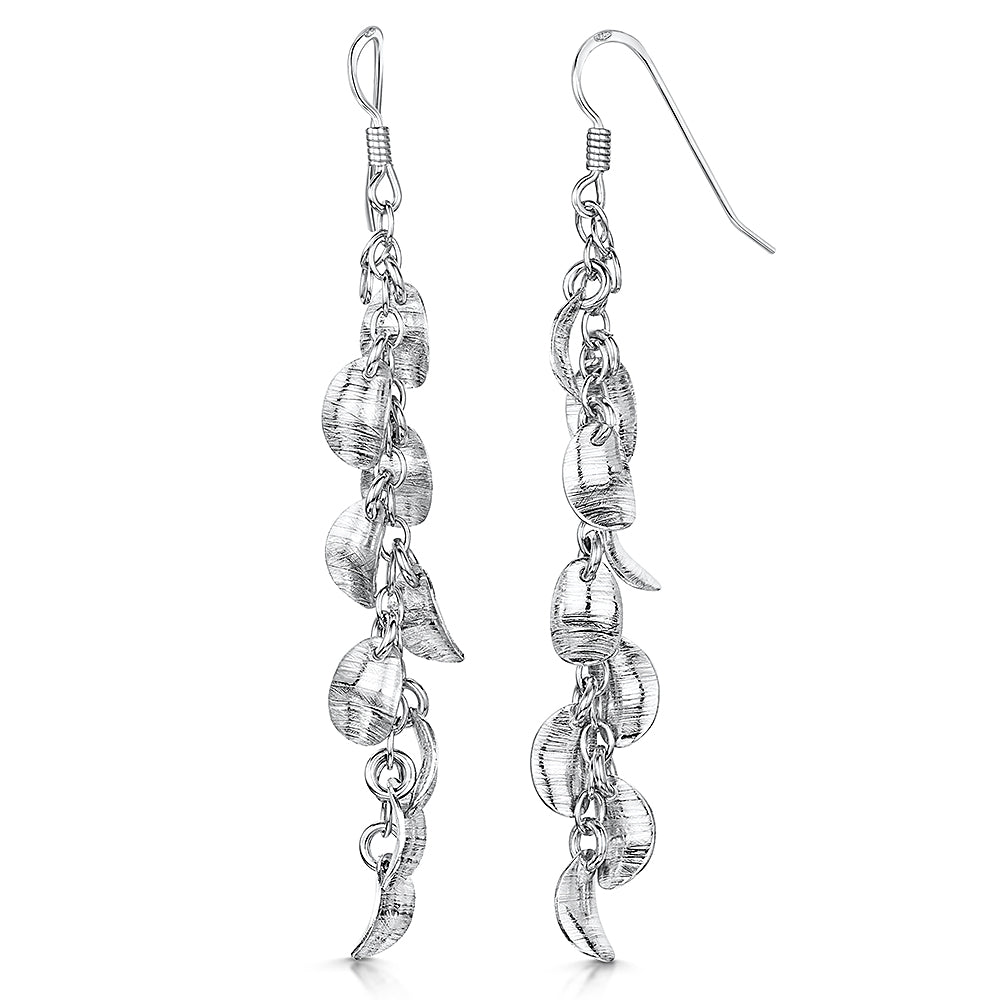 Sterling Silver  Curved Oval Charms Drop Earrings