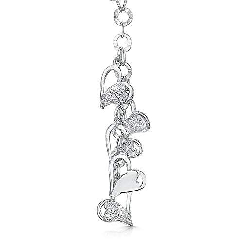 Sterling Silver Textured Heart Chain Drop Pendant