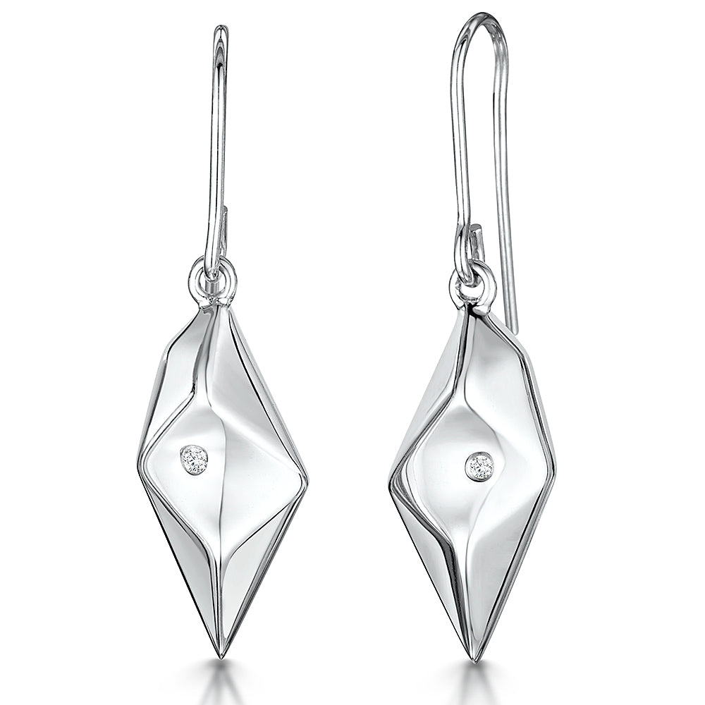 Sterling Silver Pebble Drop Set With Cubic Zirconia