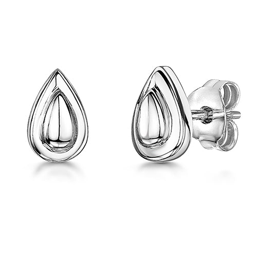 Sterling Silver Teardrop Stud Earrings With Bubbly Centre