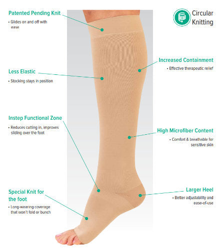 Juzo Move MAX Knee High, 20-30 mmHg, 5 cm Silicone Dot Band, Open Toe (3611MXADSB)