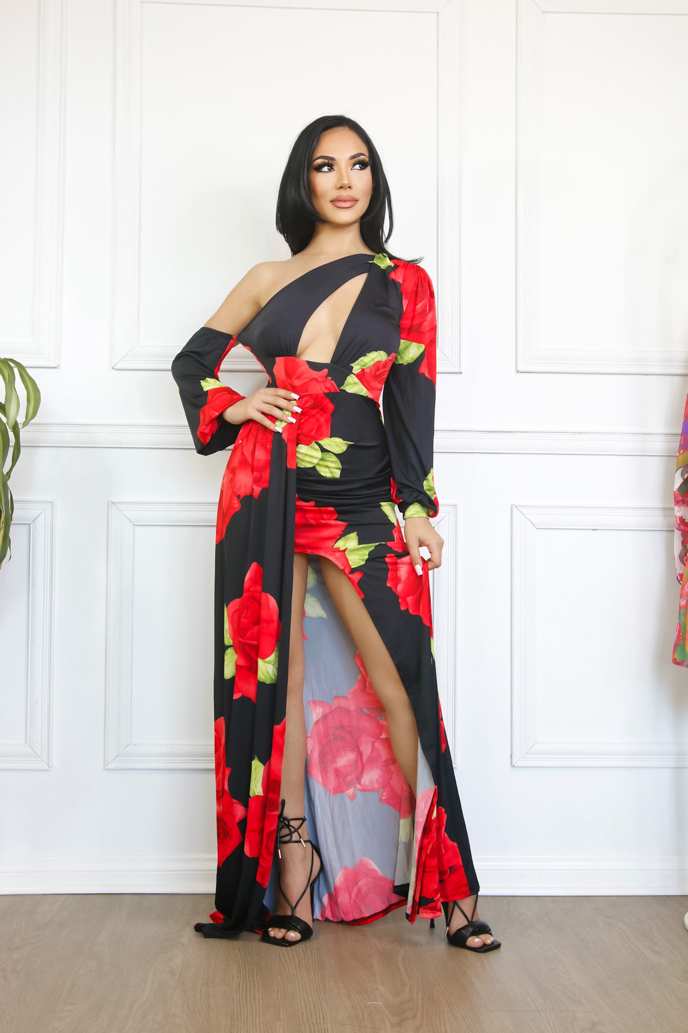 A Splash of Rose Floral Maxi Dress