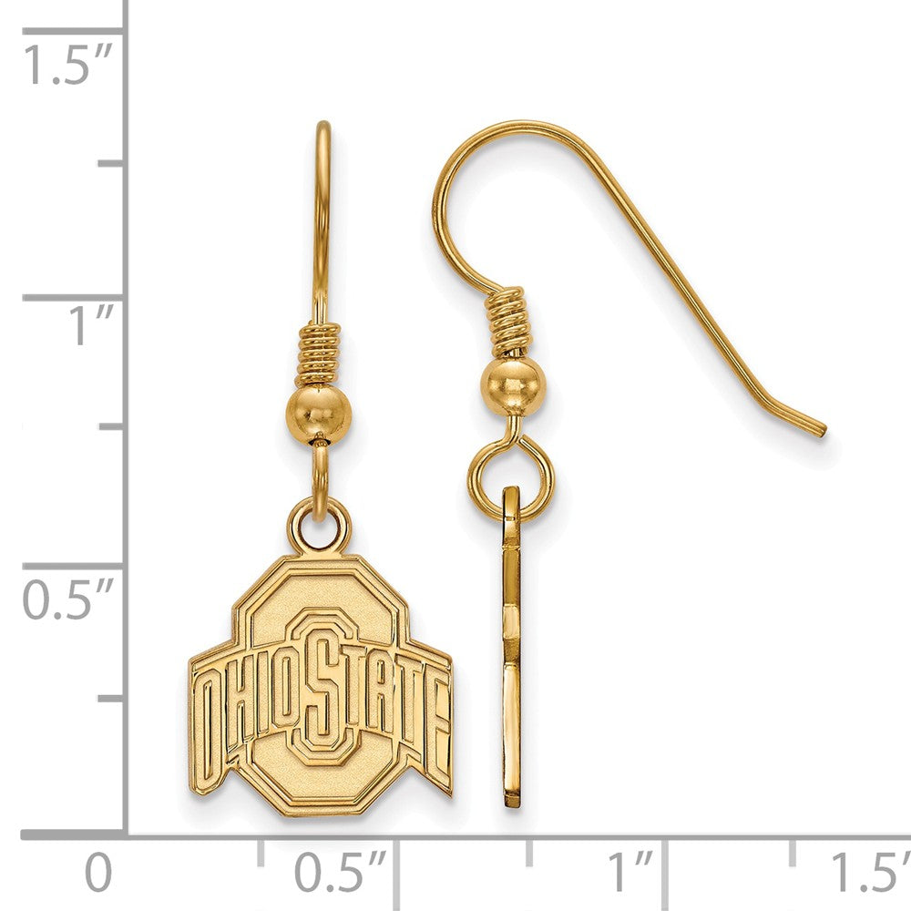 14k Gold Plated Silver Ohio State University Small Dangle Earrings