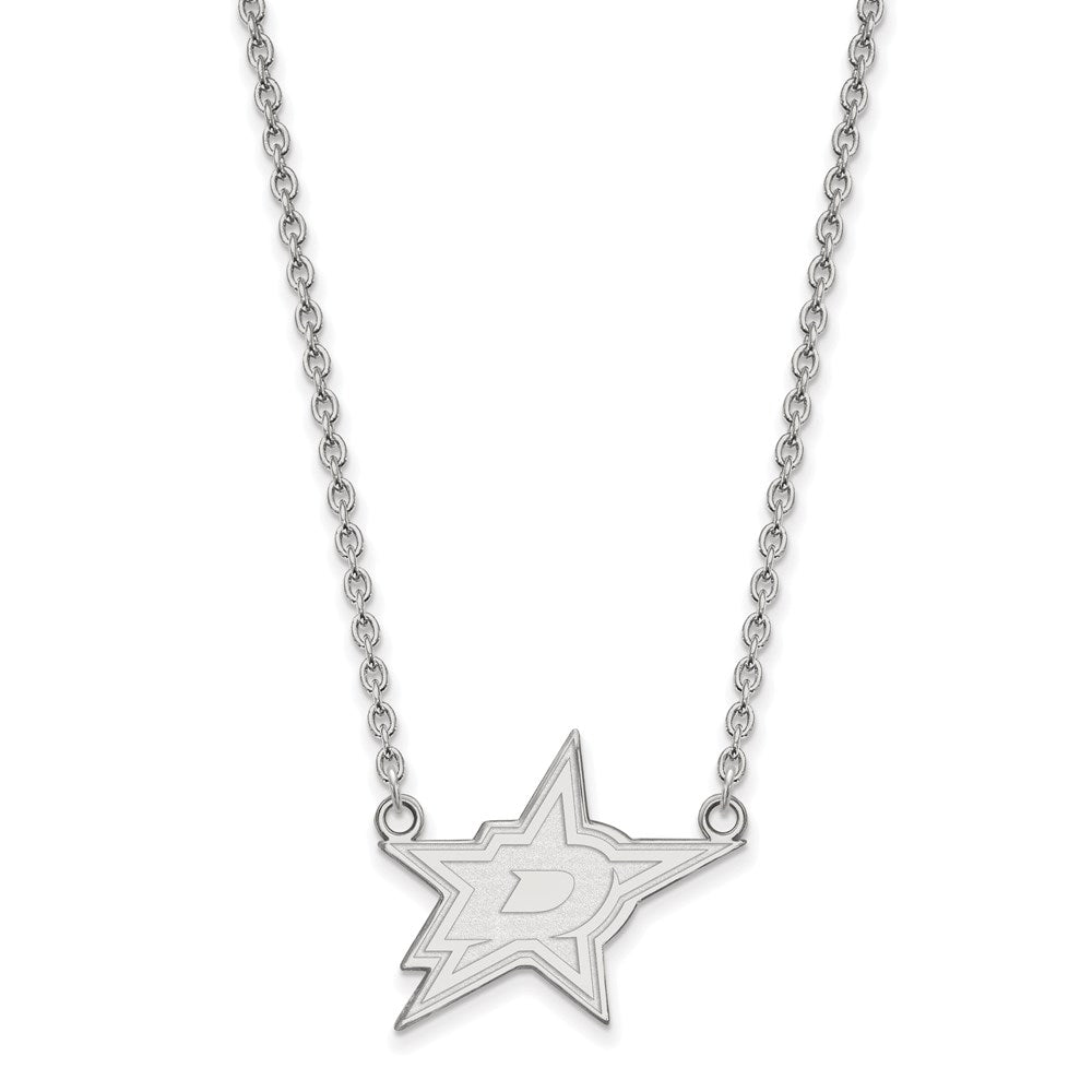 14k White Gold NHL Dallas Stars Large Necklace, 18 Inch