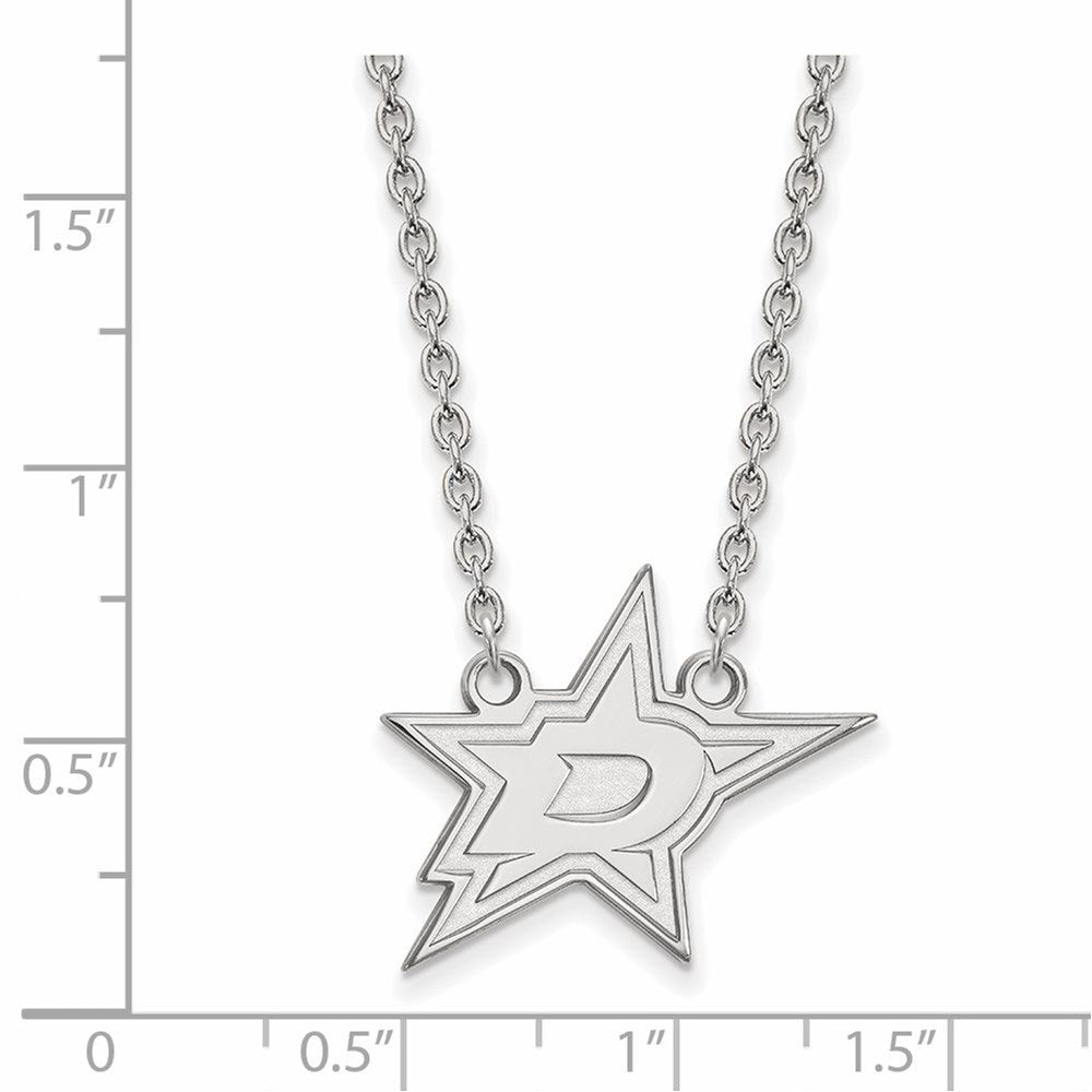 14k White Gold NHL Dallas Stars Large Necklace, 18 Inch