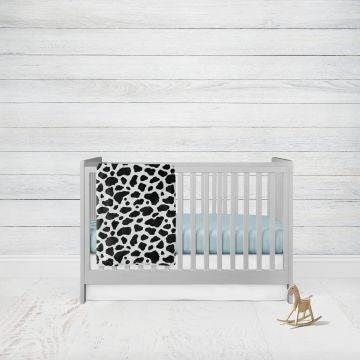 Cow Print Crib Bedding Set, Cow Baby Blanket Black and White