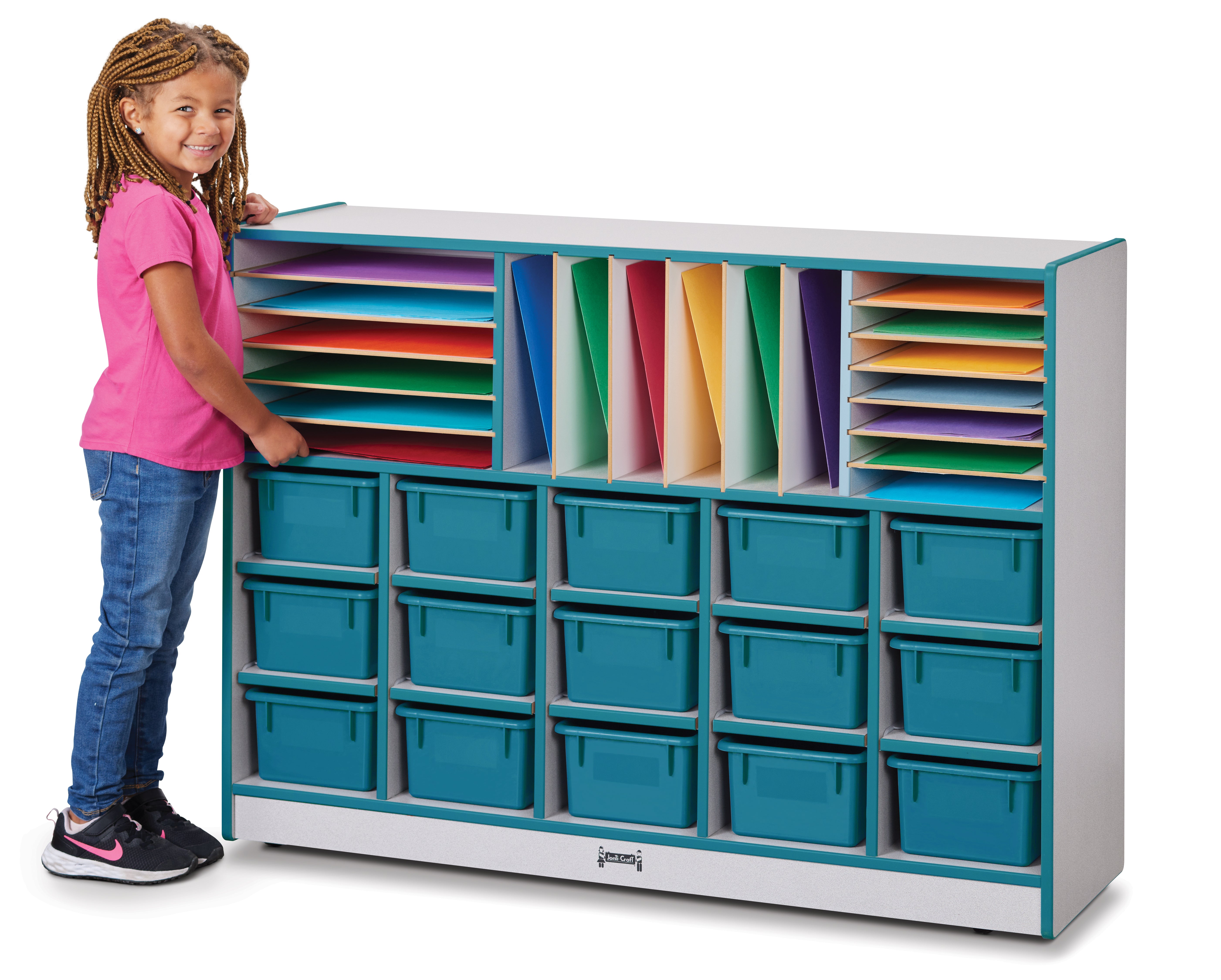 Rainbow Accents? Sectional Cubbie-Tray Mobile Unit - with Trays - Teal