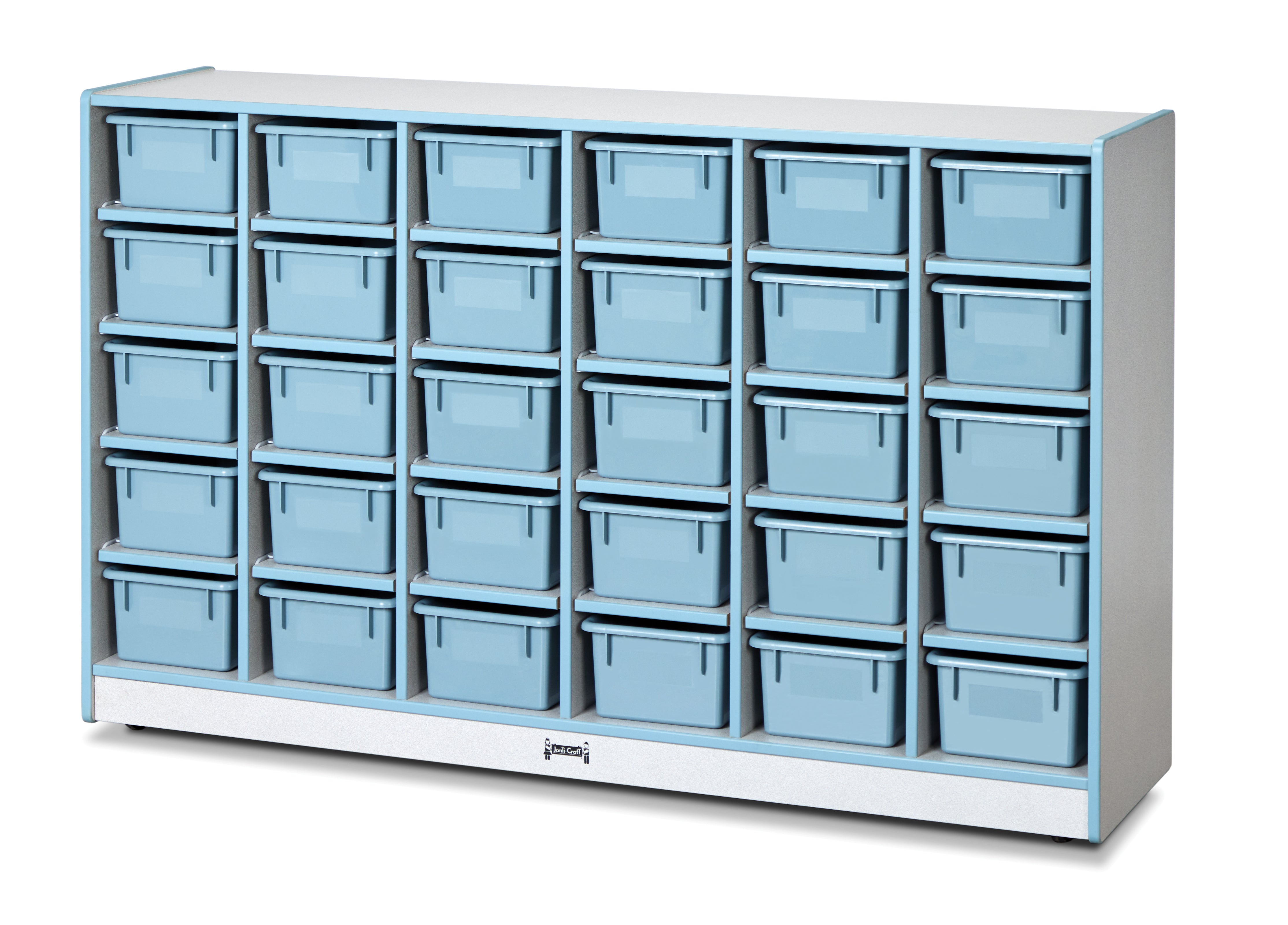 Rainbow Accents? 30 Cubbie-Tray Mobile Storage - with Trays - Coastal Blue