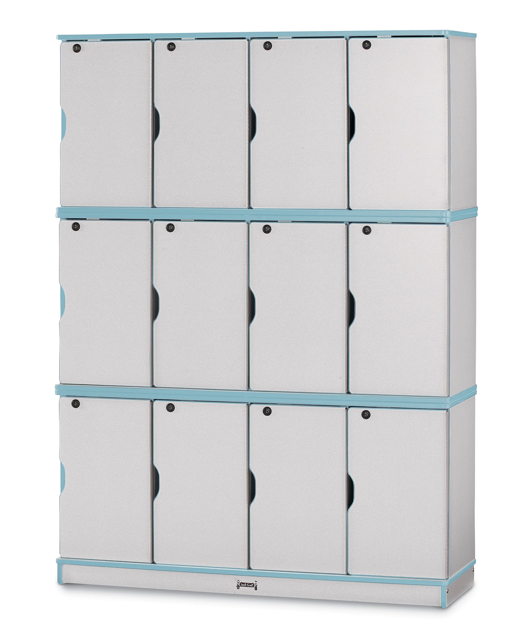 Rainbow Accents? Stacking Lockable Lockers -  Triple Stack - Coastal Blue