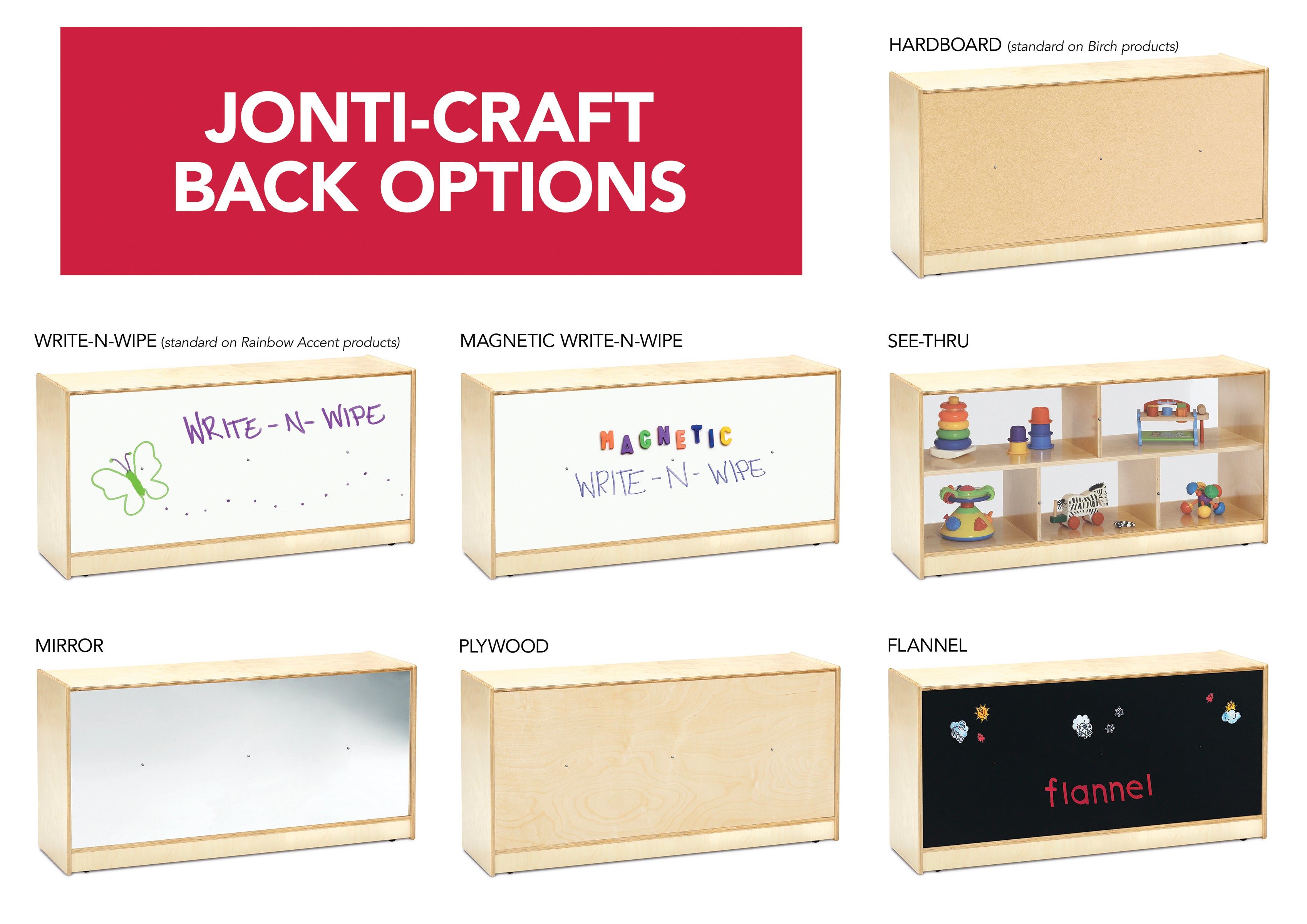 Jonti-Craft? Adjustable Combo Mobile Straight-Shelf - with clear Paper-Trays