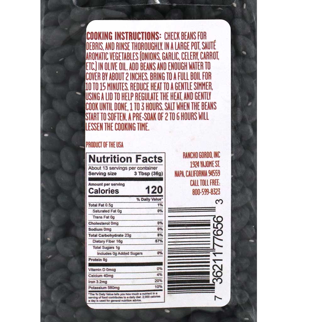 Rancho Gordo - Midnight Black Bean, 1Lb