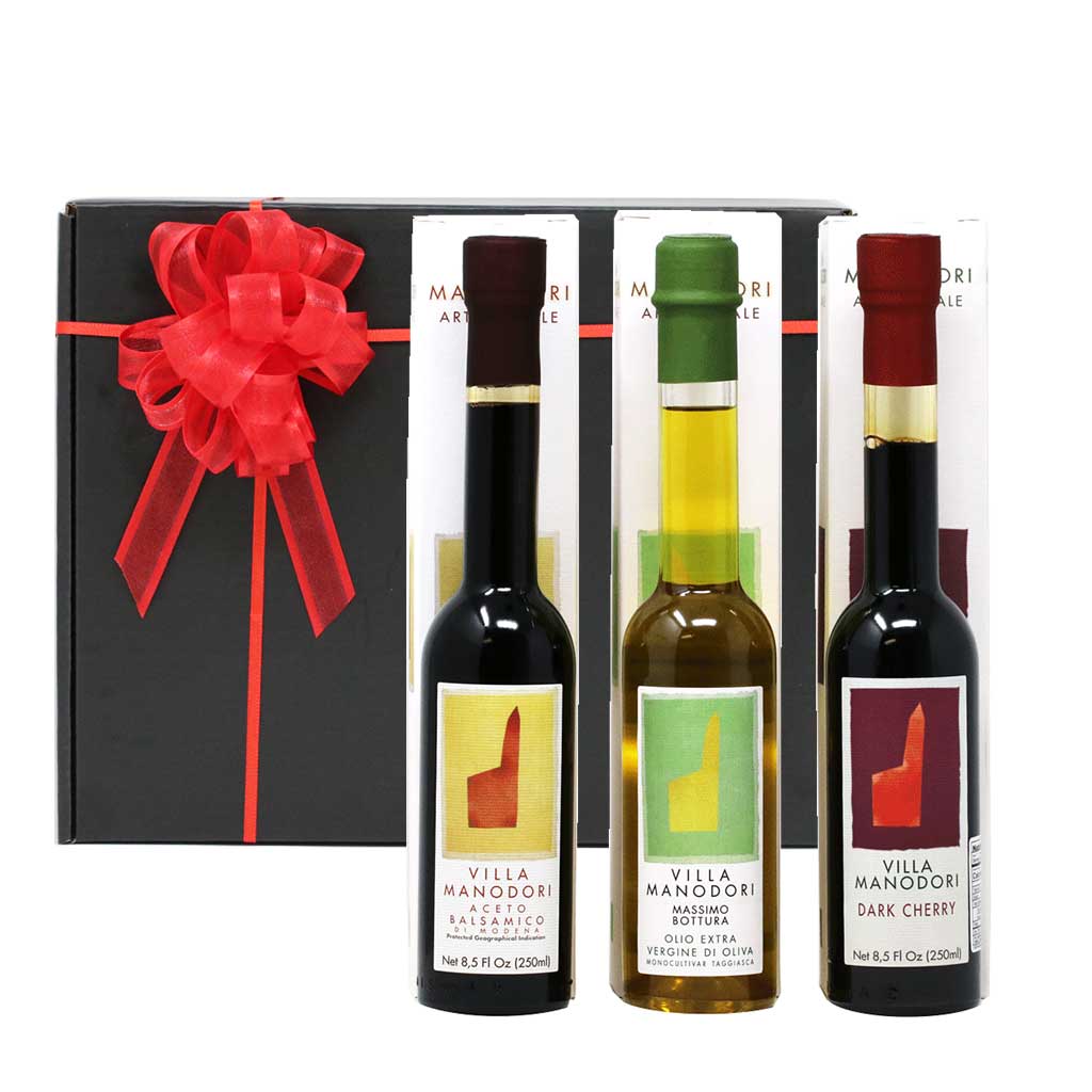 Villa Manadori Luxury Trio Mono EVOO with Balsamic Gift Set