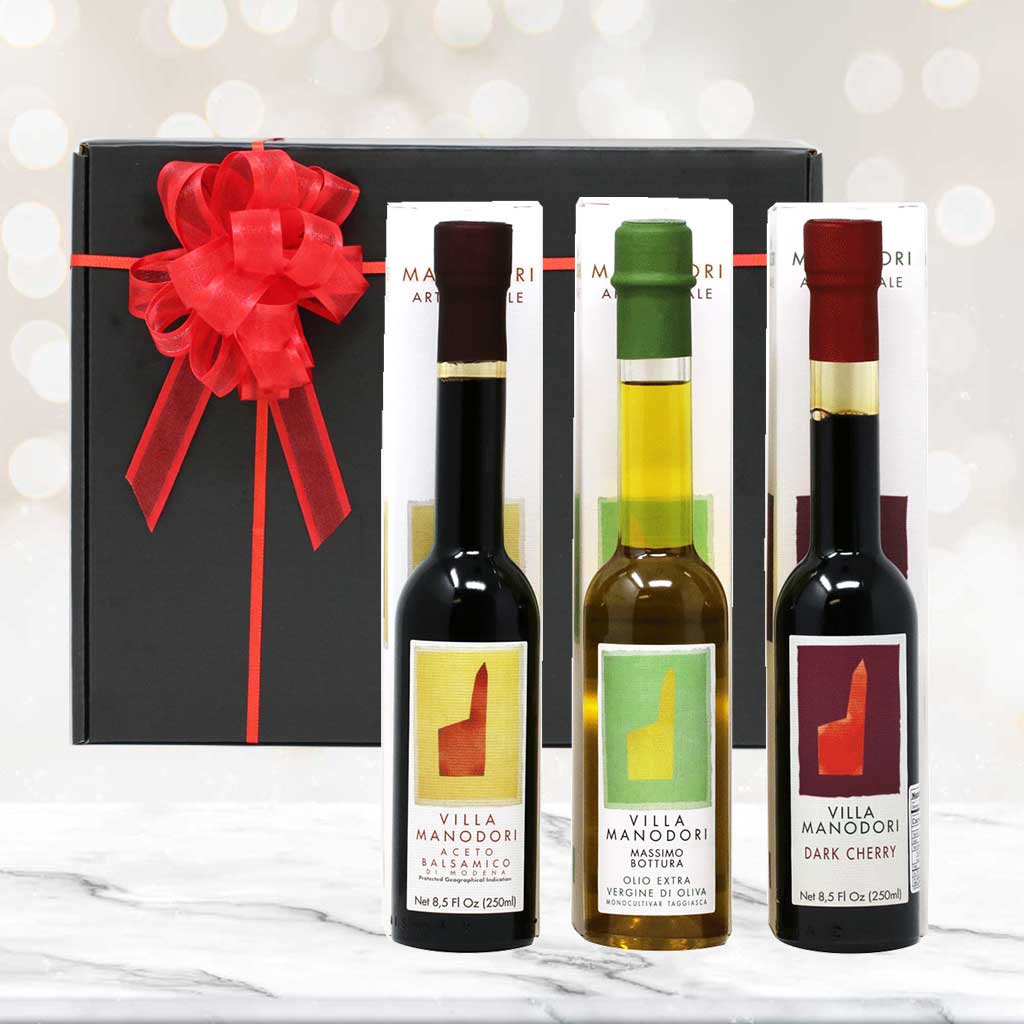 Villa Manadori Luxury Trio Mono EVOO with Balsamic Gift Set